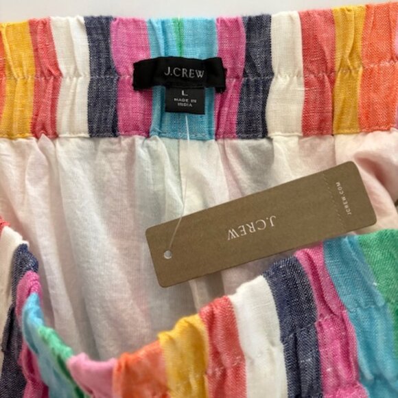 J.Crew Pull-on linen skirt in rainbow stripe Size L - Picture 2 of 3